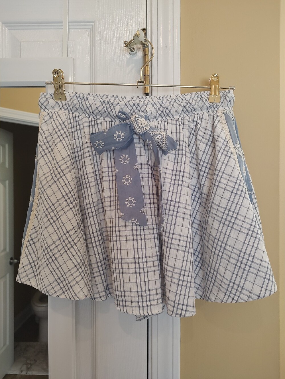 Fantastic Fawn Blue Plaid Cotton Skort